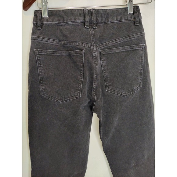 We The Free People Button Fly High Rise Straight Leg Black Denim Jeans Size 25 - Picture 2 of 10